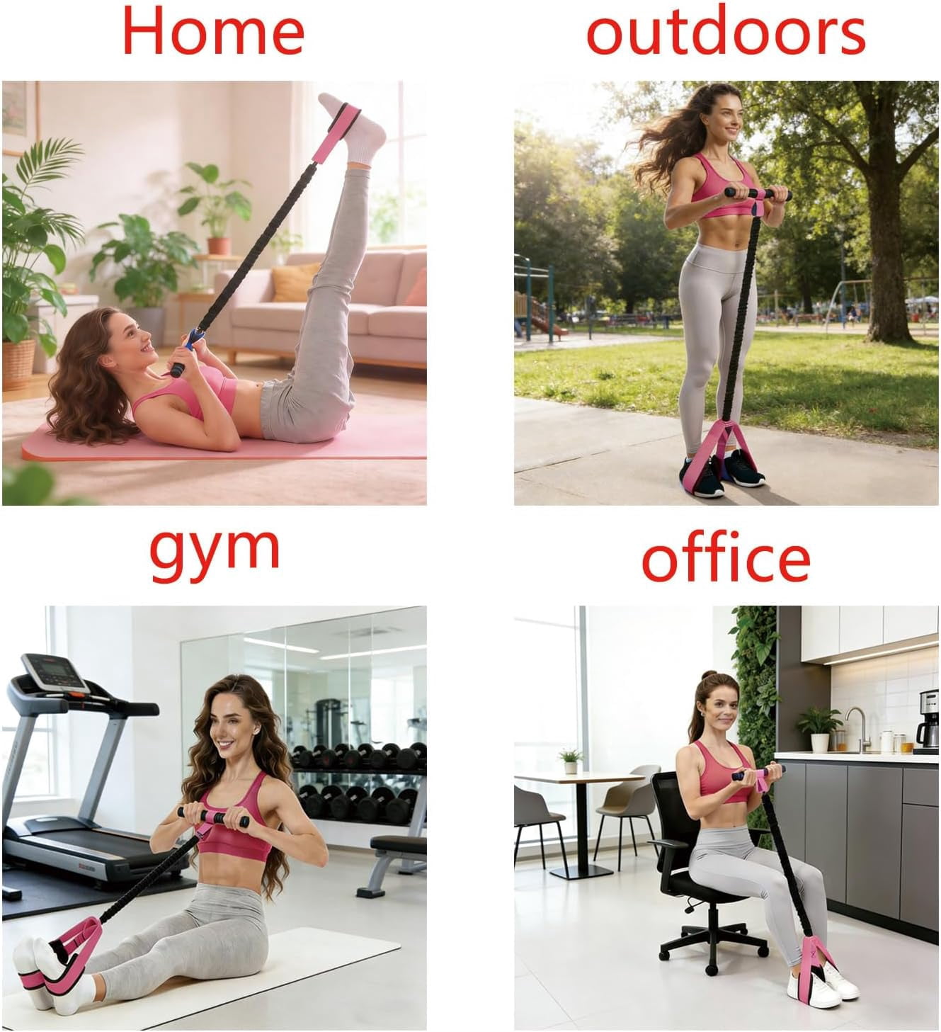 ABCISI Portable Pedal Resistance Band with Handles, Foot Pedal Exercise Band with Soft Foam & Thick Latex Tubes for Home Full-Body Workout, Multifunctional Trainer for Abs, Arms, Legs and Core