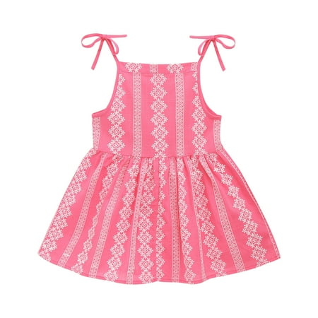 

Up to 30% off! Kukoosong Girls Dresses Toddler Kids Baby Girl Clothes Summer Seaside Beach Dress Sling Skirt Floral Skirt Hot Pink 150