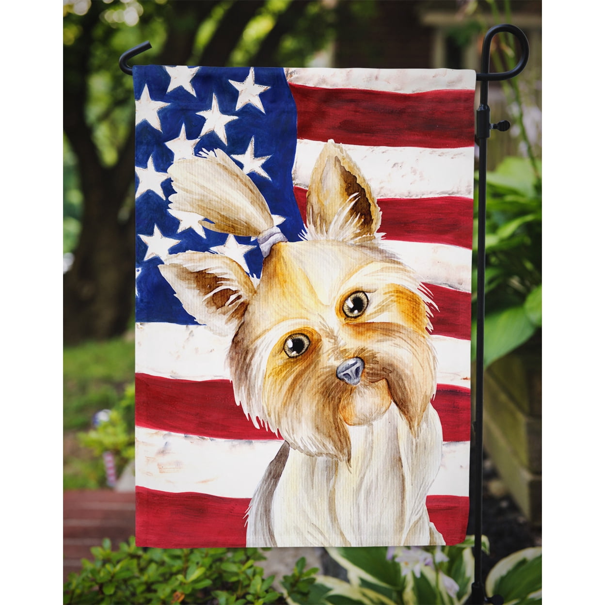 Carolines Treasures CK1382GF Yorkie Yorkshier Terrier Patriotic Flag Garden Size  Small multicolor