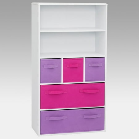 4d Concepts Kids Bookshelf With Fabric Storage Bins Multiple