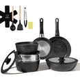 thumbnail image 1 of BECIGAR 21PCS ceramic cookware set,Nonstick ceramic pan, Removable Handle pots and pans set, Stackable Pan Set, Ceramic Nonstick Pan Pots and Pans Set Non Stick(Black), 1 of 8