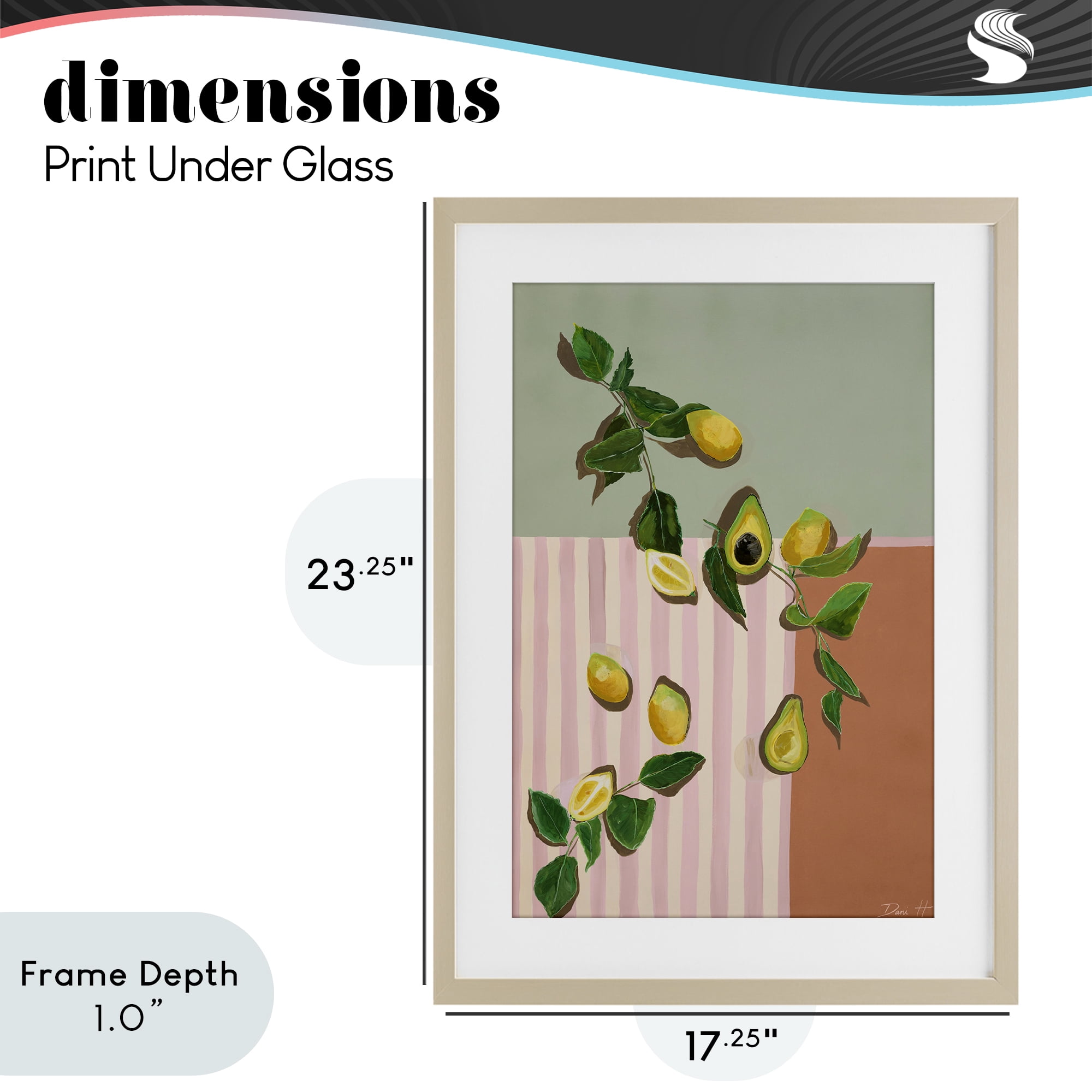 Stupell Industries Midcentury Avocado & Lemons Birch Framed Print Under Glass, design by Dani Heyward