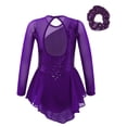 thumbnail image 3 of Yanarno Robe de Patinage Artistique à Sequins pour Filles Robe de Danse Lyrique en Maille Jupe de Gym Violette 10, 3 of 7