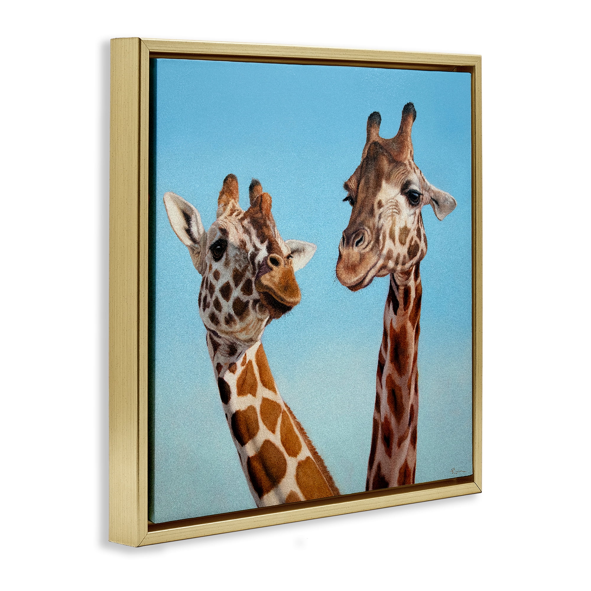 Stupell Industries Romantic Soulmate Giraffes Gold Framed Floater Canvas Wall Art, design by Lucia Heffernan
