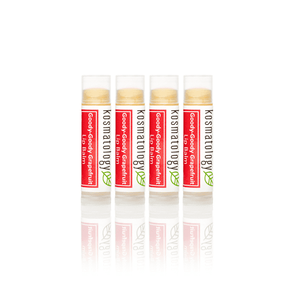 Kosmatology® Organic Grapefruit Lip Balm - Goody Goody Grapefruit 4 Pack | Beeswax Free | Vegan | 100% Natural Moisturizer for Cracked & Dry Lips