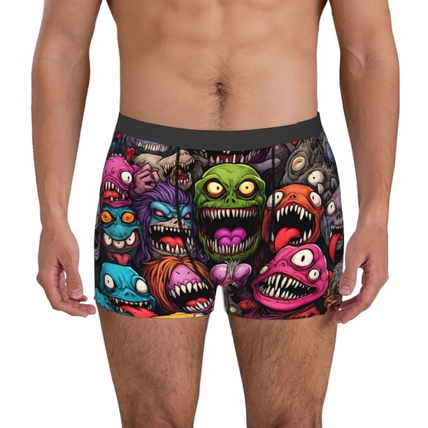 Fotbe Monstrous Cartoon Characters Calzoncillos Tipo Boxer con Bolsa de Soporte Total para Hombre, X-Temp Fresco, Transpirable y de Secado Rápido-XX-Large