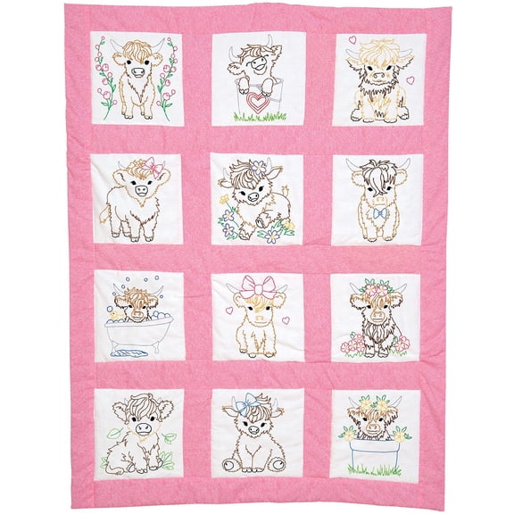 Baby Highland Cows Nursery Quilt Blocks