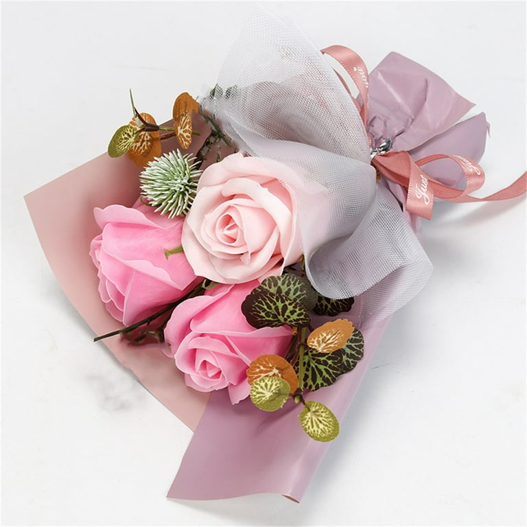 Set of 4 Dried Flowers Soap Rose Mini Bouquet Thank You Gift
