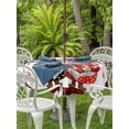 thumbnail image 2 of Outdoor Tablecloth with Umbrella Hole and Zipper, Red Valentine's Day Round Table Cloth 54 Inch Waterproof Tablecloth, Love Heart Gnomes Red Black Plaid Picnic Table Cover for Patio Camping, 2 of 7