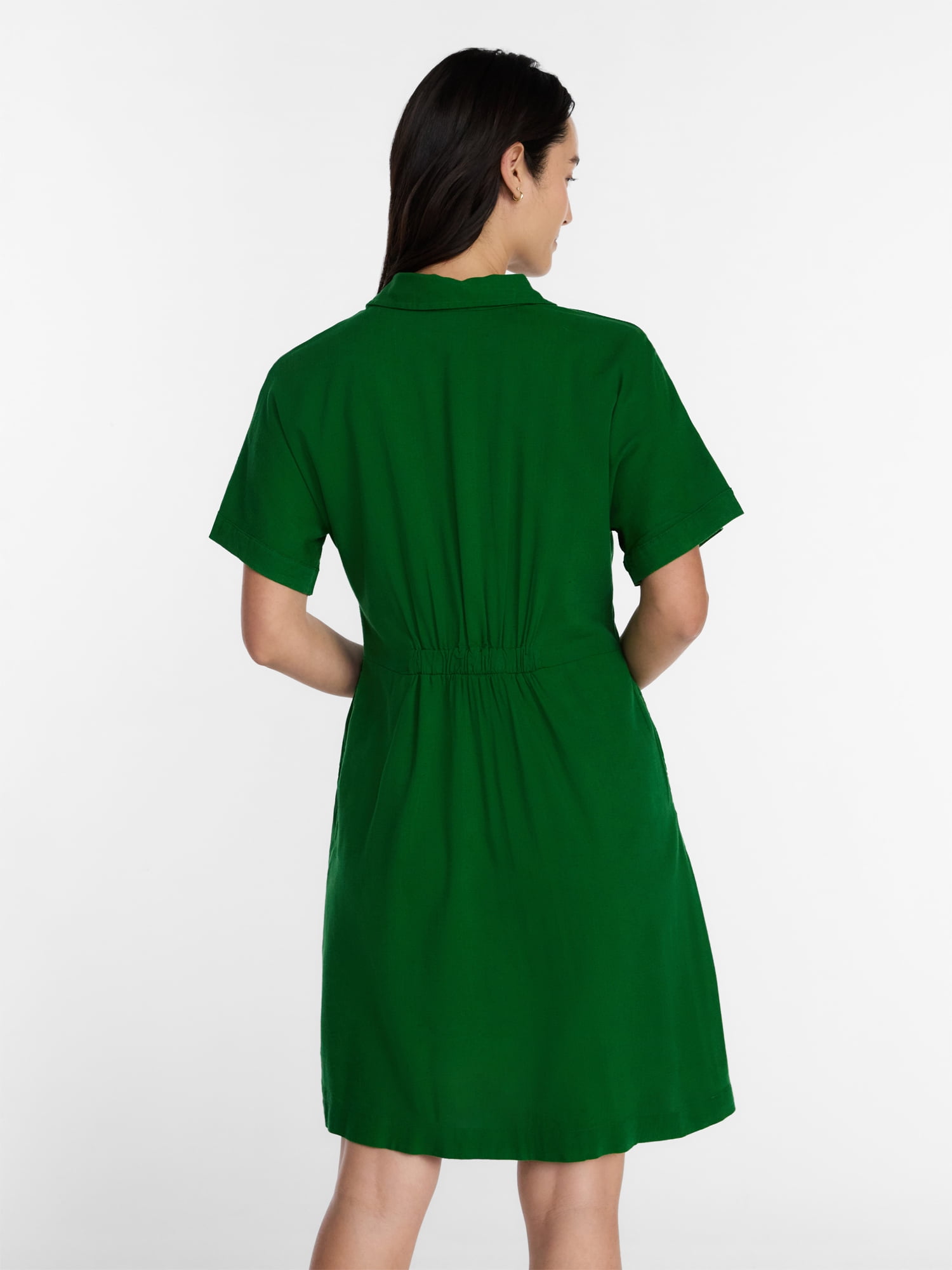 fit flare shirt dress Beige Linen Cotton Midi Shirt Dress with Fit and Flare Silhouette