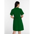 thumbnail image 4 of Time and Tru Women's Pleated Waist Fit and Flare Mini Shirt Dress, Sizes XS-XXXL, 4 of 6