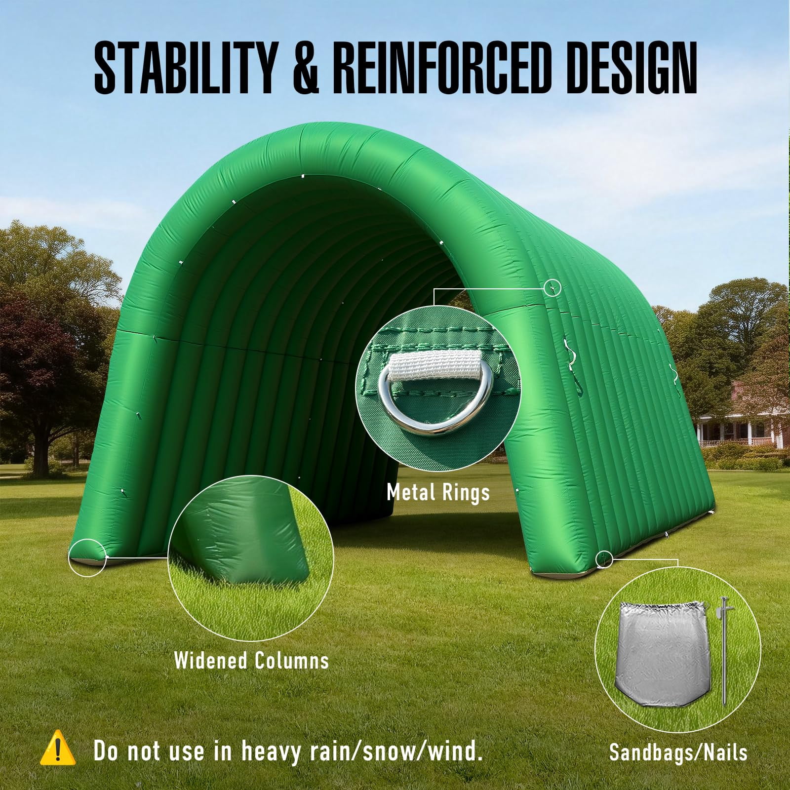 Inflatable Sports Tunnel Arch with Blower 16x10x10ft Dark green Event Entrance for Exhibitions Shops Schools & Supermarkets