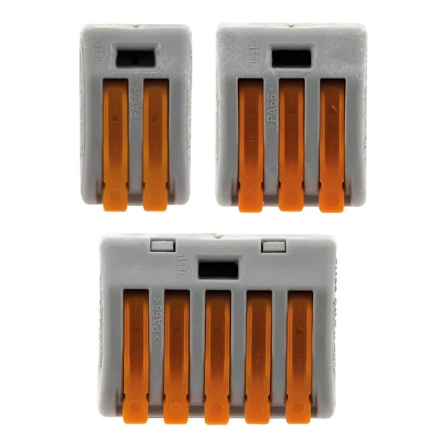 Surtido De 3 Mini S222 Palanca Terminales Conexión Rápida Para Cables Rígidos Y Flexibles 10x 2 Entradas + 15x 3 Entradas + 5x 5 Entradas Banban ZefeiWu 8390613805140