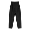 thumbnail image 1 of Conjunto de dos piezas de traje corto de mujer, traje de calle con cintura corta expuesta y pantalón de traje drapeado de cintura alta, 1 of 6