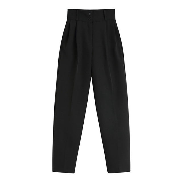 Conjunto de dos piezas de traje corto de mujer, traje de calle con cintura corta expuesta y pantalón de traje drapeado de cintura alta
