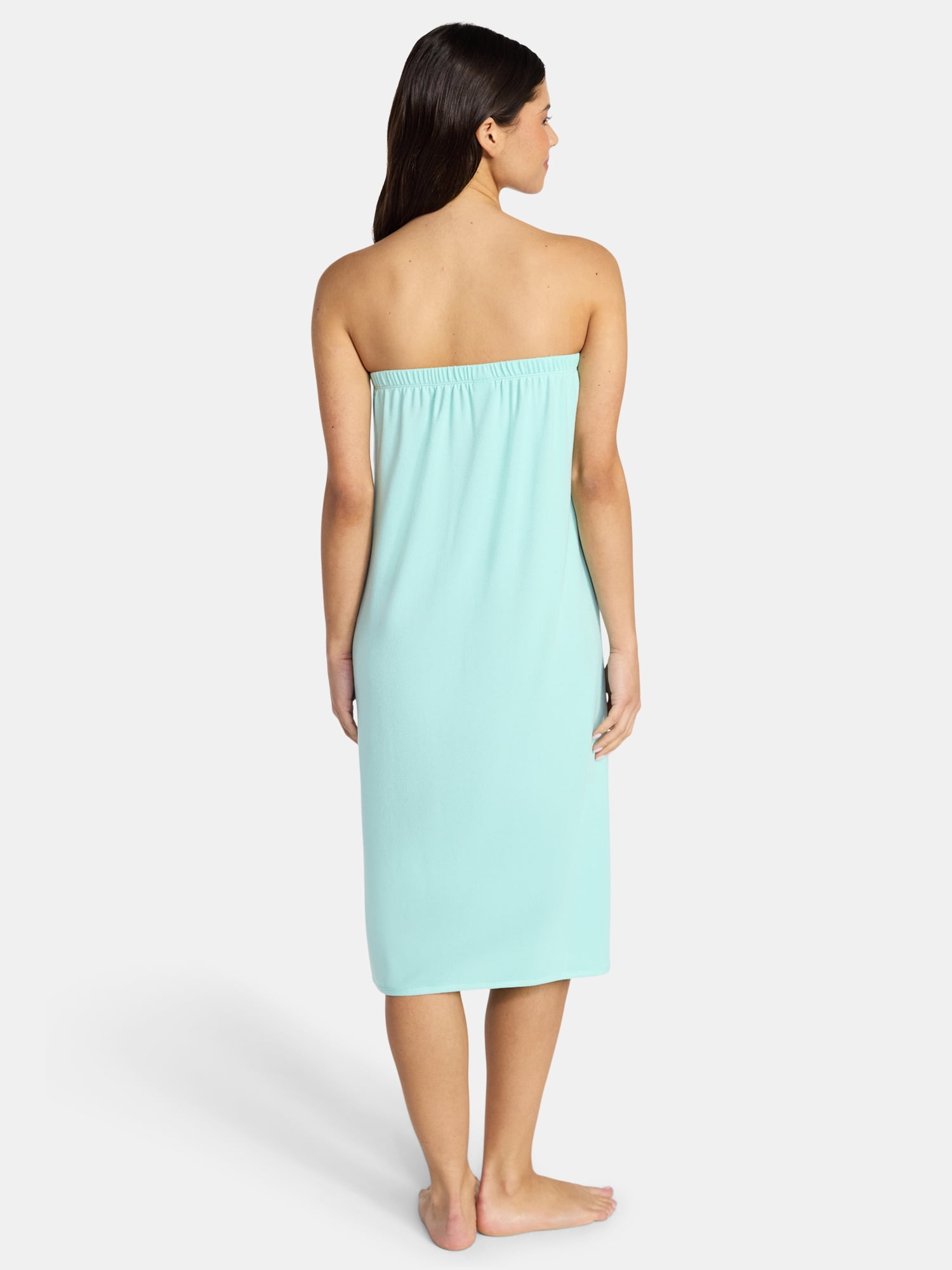 Lissome Women's Ultra Soft Stretch Knit Strapless Snap Closure Bath Wrap, Sizes S-3X