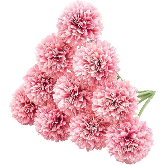 Jinswick 12Pcs Artificial Fake Flower Plants Silk Chrysanthemum Ball Hydrangea Arrangements Wedding Bouquets Decor Home Kitchen Garden Party Table Floral Centerpieces DIY