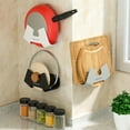 thumbnail image 2 of Pot Lid Holder Punch-free Quick Drainage Kitchen Tool Wall-Mounted Cutting Board Pot Cover Storage Shelf for Restaurant, 2 of 8