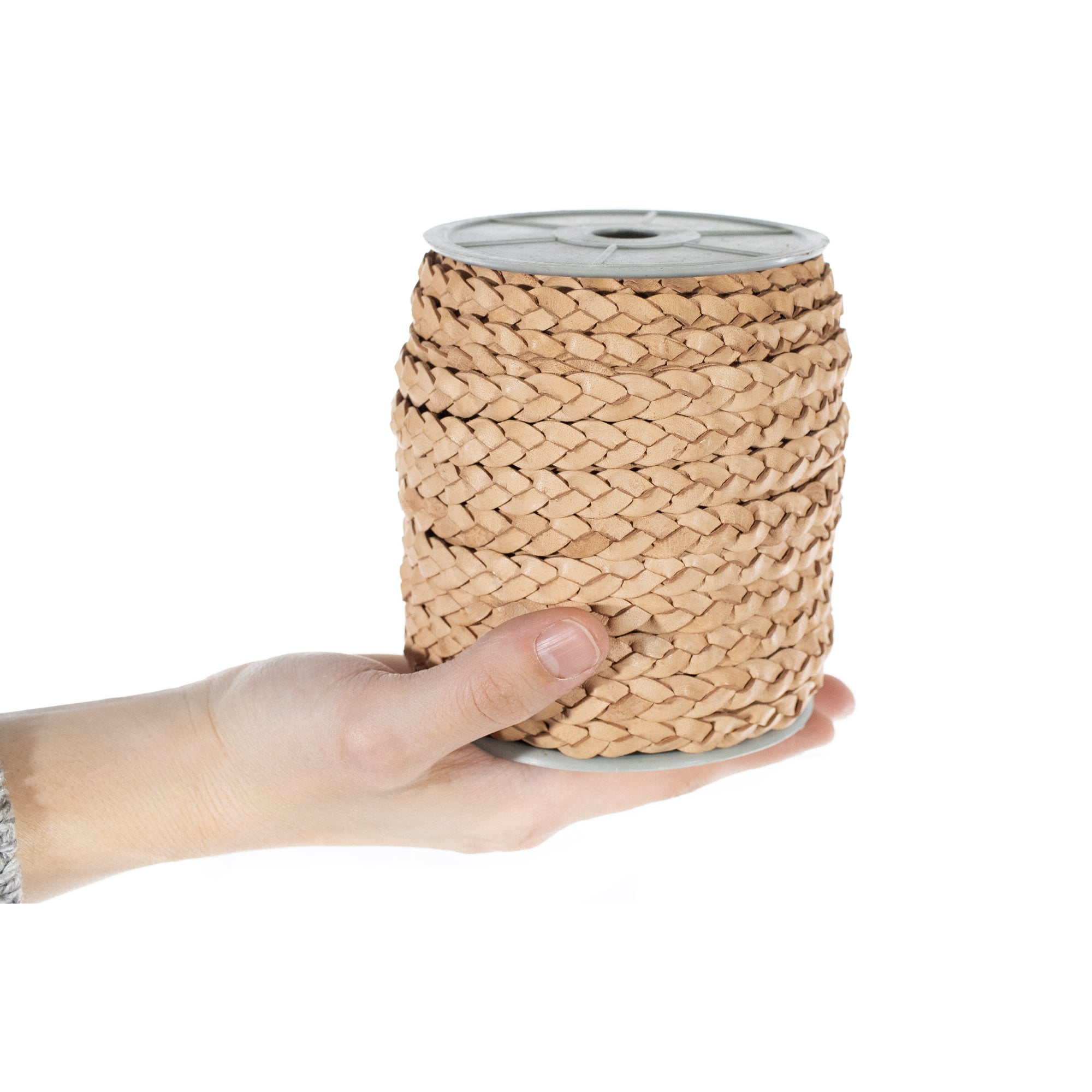 Craft County Flat Braided Leather Craft Cord - 5mm or 10mm Diameter - 5, 10, or 25 Yard Lengths - Make Jewelry, Bracelets, Necklaces, Belts, Pet Leashes and Other DIY Projects