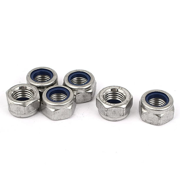 M12x1.5mm 304 Stainless Steel SelfLocking Hex Lock Stop Nut Silver