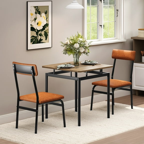 Dining Table for 2, Small Table and Chairs Set of 2, Square Dinette Set for 2, Dinner Table Set, 3 Piece Kitchen & Dining Room Sets for Small Space, Apartment