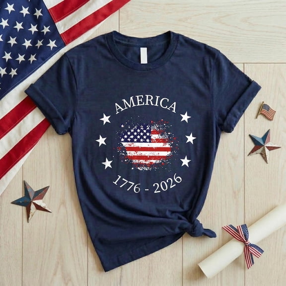 America 1776-2026 Shirt, 250th Anniversary Tee, Patriotic 4th Of July Stars Stripes T-Shirt