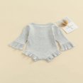 thumbnail image 2 of Baby Girl Knitted Ribbed Long Sleeve Ruffle Romper Bodysuit Onesie Tops, 2 of 6