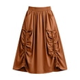 thumbnail image 6 of Jsaierl Women's Casual Cargo Maxi Skirt, Elastic Waist Ruched Long Skirt with Side Pockets, Breathable A-Line Skirt for Streetwear Outdoor Daily Wear, 6 of 6