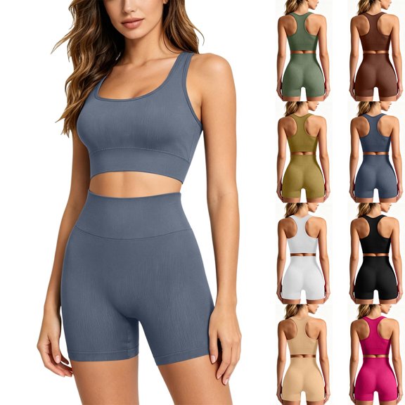 Women's Workout Clothing Push-Up Wireless Sports Yoga Bra Gym Shockproof Comfortable Back Beauty Tank Set High-Intensity Fitness Vest for Running and Yoga M
