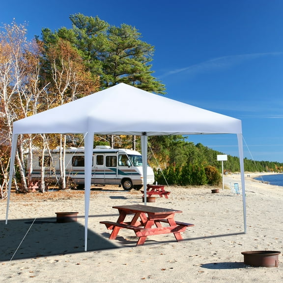SalonMore 10' x 10' Canopy Tent Pop Up Wedding Party Tent Folding Patio Canopy White
