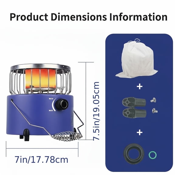 9000 BTU 2-in-1 Propane Heater Stove Adjustable Flame Portable Camping Gas Stove Orange&Blue