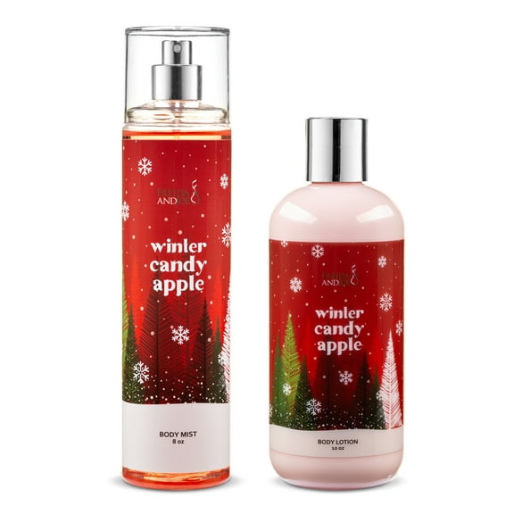Winter Candy Apple Bath & Body Gift Set – 10oz Lotion & 8oz Mist, Luxury Self-Care Spa Set for Women & Men
