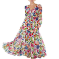 thumbnail image 2 of KEINXS Robe Maxi Bohème pour Femmes, Robe d'Été Tropicale à Fleurs, Manches Longues, Coupe Ample, Robe de Plage, 2 of 5