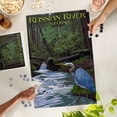 thumbnail image 4 of Lantern Press 1000 Piece Jigsaw Puzzle, Russian River, California, Blue Heron, 4 of 5
