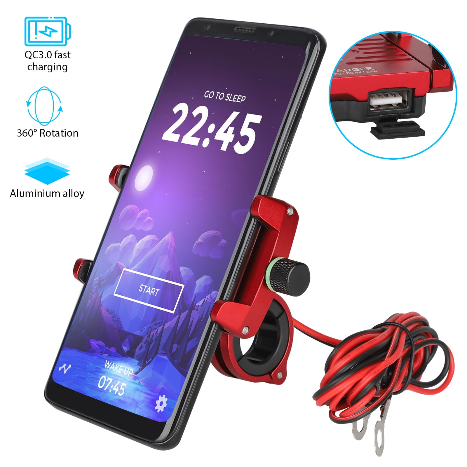 EEEkit 2 in 1 Waterproof Motorcycle Phone Mount with USB Charger, Bike