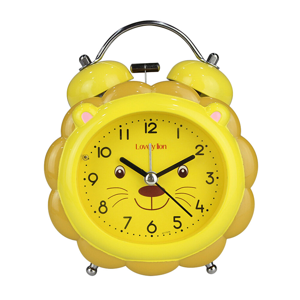 Creative Metal Small Alarm Clock Desktop Cartoon Lion Ring Bell Clock