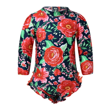 

CHICTRY Newborn Baby Girls Rash Guard Ruffled Back One Piece Beach Bathing Suit