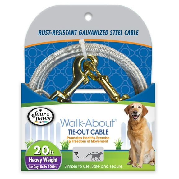 Four Paws Heavy Weight Dog Tie Out Cable Silver 20 Foot (1 Count)