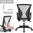 thumbnail image 3 of BestOffice Office Chair Ergonomic Mesh, Lumbar Support Armrest Mid Back Rolling Swivel Adjustable, Grey, 3 of 7