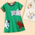 thumbnail image 6 of Tfken Girl Toddler Kids Dress Crew Neck Short Sleeve Cat Print Comfortable Stretchy Dresses Black Size 3-4 Years, 6 of 7