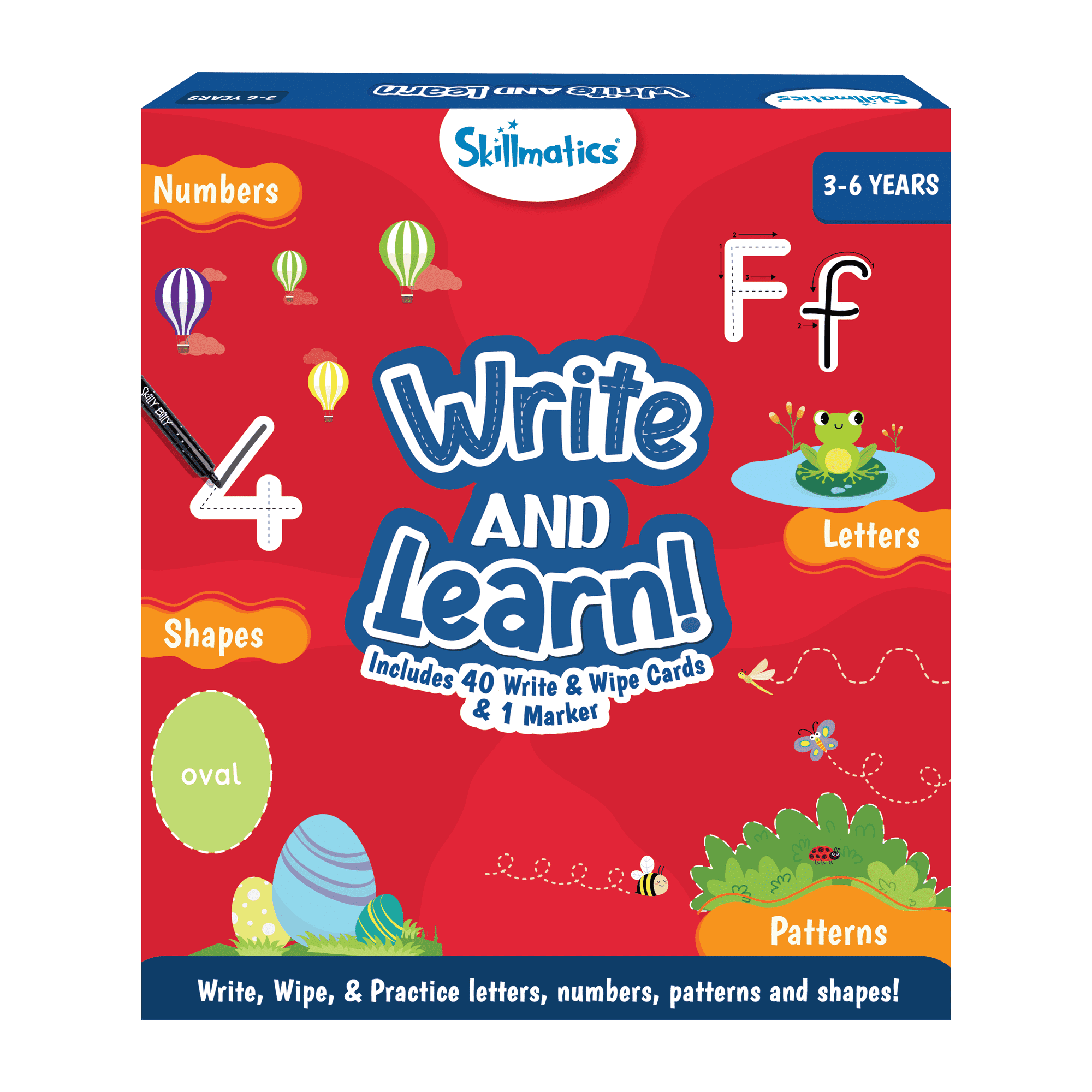 Skillmatics Write and Learn, 40 Cards, Early Learning Flash Cards, Ages 3-6, One Size