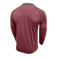 thumbnail image 5 of Timoontee Men's Henley Shirts Fall Winter Trendy Casual Tops Long Sleeve Quarter Button Pullover Blouses Loose Solid Workout Tops Wine XL, 5 of 7