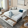 thumbnail image 2 of Beige Linen Upholstery Daybed | Transformable from Twin to King Size | Sturdy Construction, Drawer Storage, 2 of 6