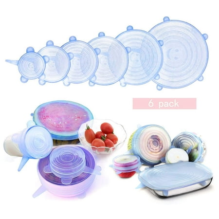 6 Sizes Silicone Stretch Lids Food Storage Covers lids Seal Bowl Stretchy Wrap Covers Keep Food Fresh for Bowls, Containers, Cups, Plates, Cans, Jars, Pots, Microwave Food Cover