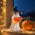 thumbnail image 5 of Outdoor Ghost Figurine with Pumpkin Candy Bowl, Halloween Decorations with a Witch Hat & Pumpkin Candy Bowl, 9.8in Pumpkin Treat Holder for Candy Cookies Snacks Trick or Treat Table Decor, F, 5 of 7