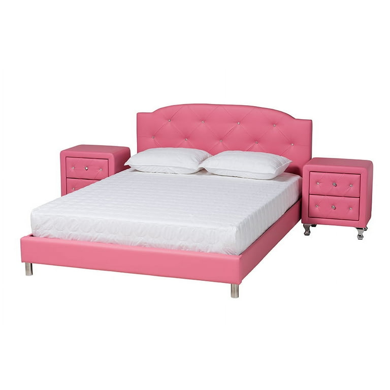 Baxton Studio Canterbury Pink Leather Contemporary Full-Size Bed Baxton Studio Canterbury Pink Leather Contemporary Full-Size Bed