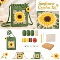 thumbnail image 2 of Beginner Crafts Diy Crochet Kit Sunflower Granny Square Drawstring Crossbody Handmade Bag Gift Craft Supplies, 2 of 9