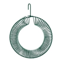 Peanut Bird Feeder, Hanging Wreath Feeder Round Metal Whole Wild Bird Feeder with Hanging Hook for Outdoor Birds and Squirrels Feeding, Fat Suet Ball Feeder for Blue Jay, Green