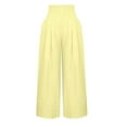 thumbnail image 5 of Women's Linen Pants Casual Loose High Waist Drawstring Wide Leg Pant Boho Palazzo Pants Yellow M, 5 of 5