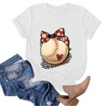 thumbnail image 4 of Trendfront Womens Baseball Love Graphic T Shirts Crewneck Short Sleeve Sports Heart Print Casual Summer Tee Tops, 4 of 4